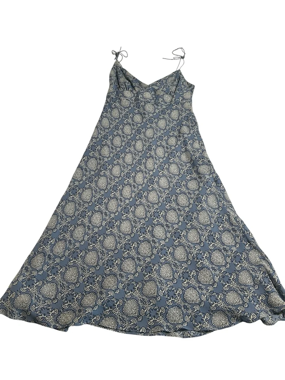 J.Crew 100% Silk Paisley Slip Midi Dress Size 6 Blue Cowl Neck Cottagecore Boho